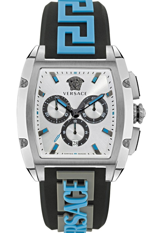  Shop Authentic Versace Dominus Chronograph Silver Dial Black Rubber Strap Watch For Men - VE6H00123 - Luxxuri