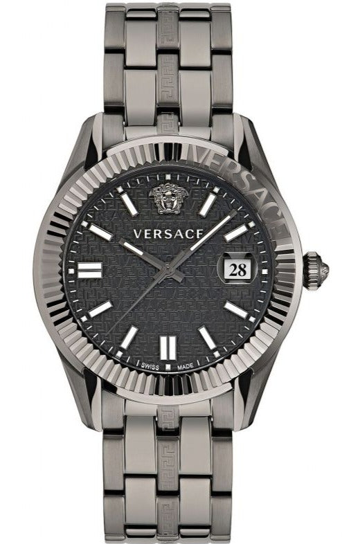  Shop Authentic Versace Greca Time Quartz Black Dial Grey Steel Strap Watch for Men  - VE3K00622 - Luxxuri