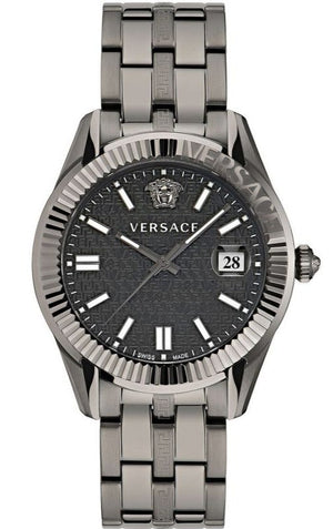  Shop Authentic Versace Greca Time Quartz Black Dial Grey Steel Strap Watch for Men  - VE3K00622 - Luxxuri