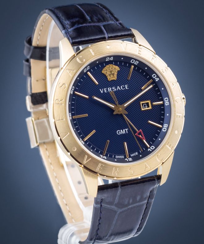  Shop Authentic Versace Univers Navy Blue Dial Navy Blue Leather Strap Watch for Men - VEBK00318 - Luxxuri