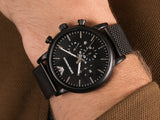 Shop Authentic Emporio Armani Sport Chronograph Black Dial Black Mesh Bracelet Watch For Men - AR1968 - Luxxuri