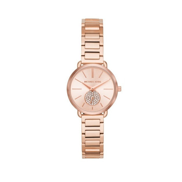  Shop Authentic Michael Kors Portia Analog Quartz Rose Gold Dial Rose Gold Steel Strap Watch For Women - MK3839 - Luxxuri
