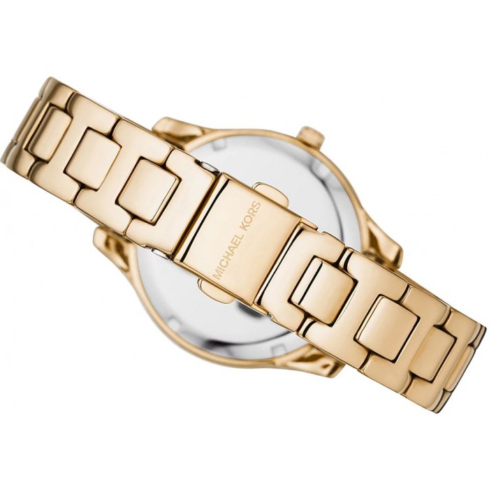  Shop Authentic Michael Kors Liliane Mother of Pearl White Dial Gold Steel Strap Watch For Women - MK4555 - Luxxuri