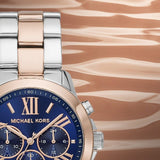  Shop Authentic Michael Kors Bradshaw Chronograph Blue Dial Two Tone Steel Strap Watch For Women - MK6389 - Luxxuri