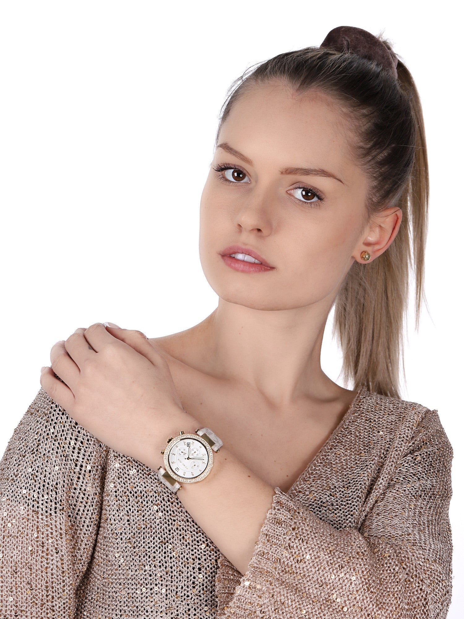  Shop Authentic Michael Kors Parker Chronograph White Dial White Leather Strap Watch For Women - MK6916 - Luxxuri