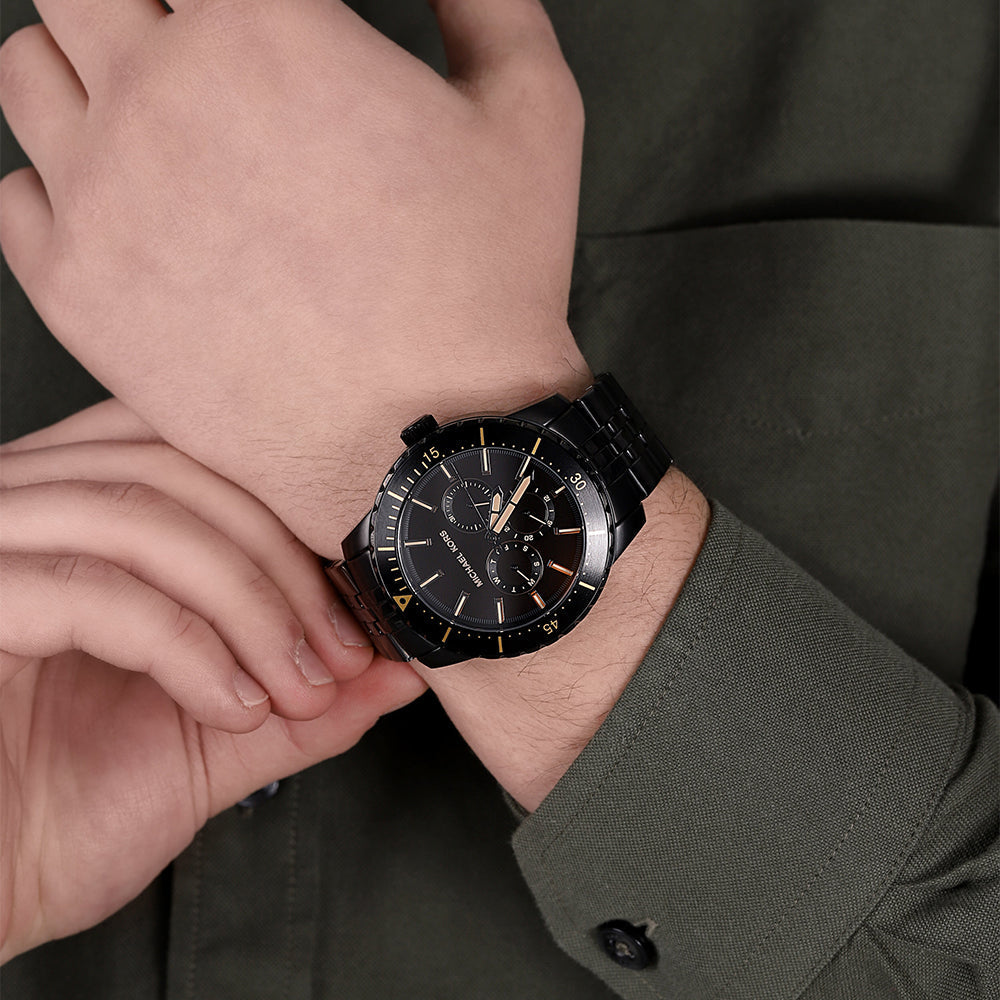  Shop Authentic Michael Kors Cunningham Chronograph Black Dial Black Steel Strap Watch For Men - MK7157 - Luxxuri