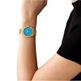  Shop Authentic Michael Kors Lennox Analog Blue Dial Gold Steel Strap Watch for Women - MK7460 - Luxxuri