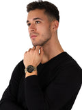  Shop Authentic Michael Kors Bayville Chronograph Black Dial Gold Steel Strap Watch For Men - MK8726 - Luxxuri