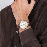  Shop Authentic Tommy Hilfiger Gavin Chronograph White Dial Brown Leather Strap Watch for Men - 1791467 - Luxxuri