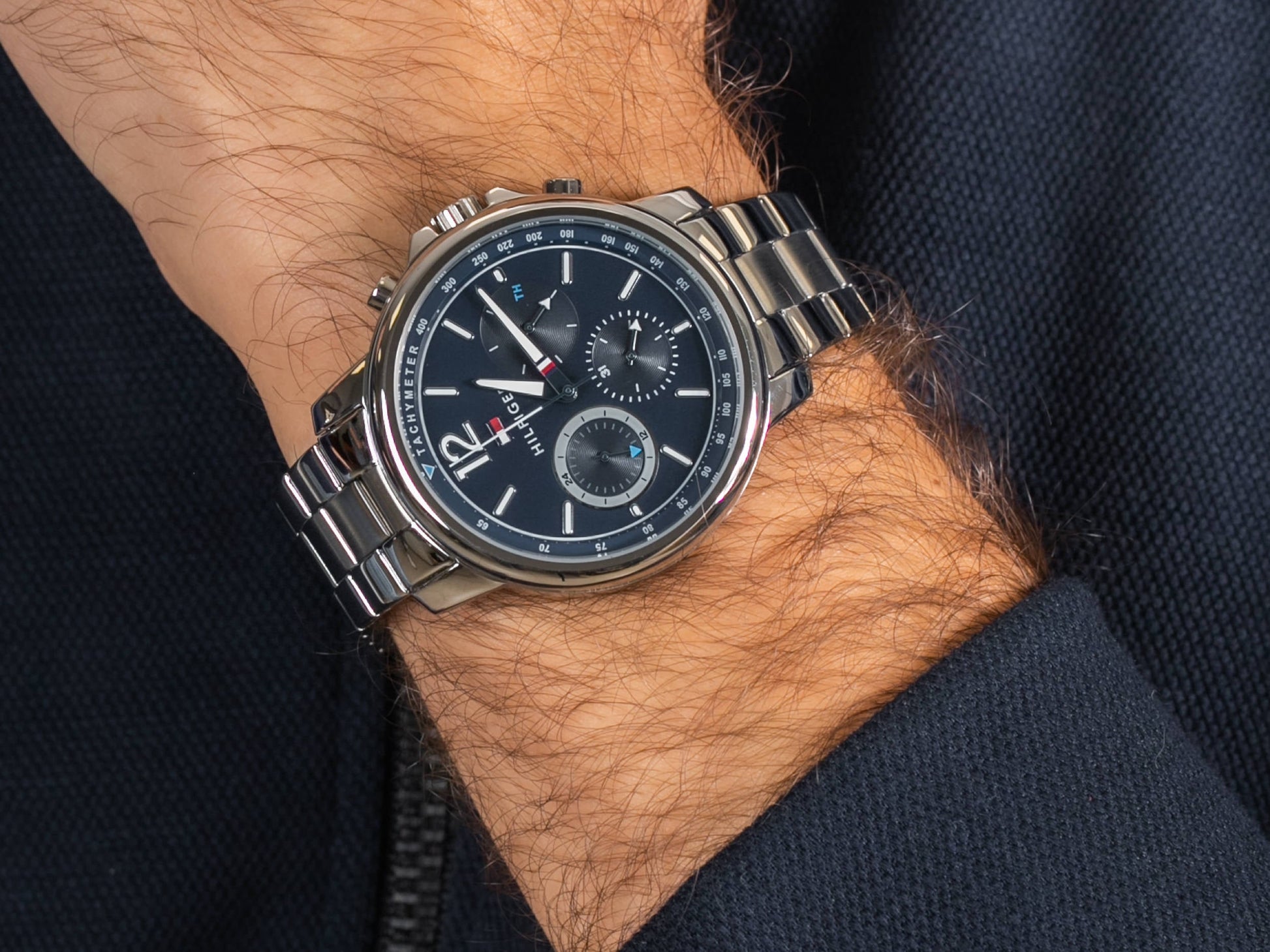  Shop Authentic Tommy Hilfiger London Chronograph Quartz Blue Dial Silver Steel Strap Watch for Men - 1791534 - Luxxuri