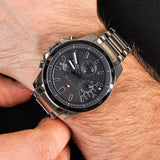  Shop Authentic Tommy Hilfiger Iconic Quartz Black Dial Silver Steel Strap Watch for Men - 1791564 - Luxxuri