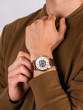  Shop Authentic Fossil Grant Automatic Beige Skeleton Dial Brown Leather Strap Watch for Men - ME3099 - Luxxuri
