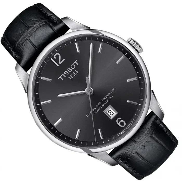  Shop Authentic Tissot Chemin Des Tourelles Powermatic 80 Black Dial Black Leather Strap Watch For Men - T099.407.16.447.00 - Luxxuri
