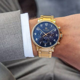  Shop Authentic Tommy Hilfiger Daniel Chronograph Blue Dial Gold Steel Strap Watch for Men - 1710384 - Luxxuri