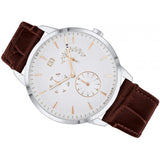  Shop Authentic Tommy Hilfiger Brad Chronograph White Dial Brown Leather Strap Watch For Men - 1710389 - Luxxuri