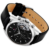  Shop Authentic Tommy Hilfiger Baker Chronograph Black Dial Black Leather Strap Watch For Men - 1710449 - Luxxuri