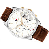  Shop Authentic Tommy Hilfiger Baker Chronograph White Dial Brown Leather Strap Watch For Men - 1710450 - Luxxuri
