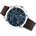  Shop Authentic Tommy Hilfiger Henry Chronograph Blue Dial Brown Leather Strap Watch For Men -1710476 - Luxxuri