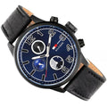  Shop Authentic Tommy Hilfiger Jackson Quartz Blue Dial Black Leather Strap Watch for Men - 1791241 - Luxxuri