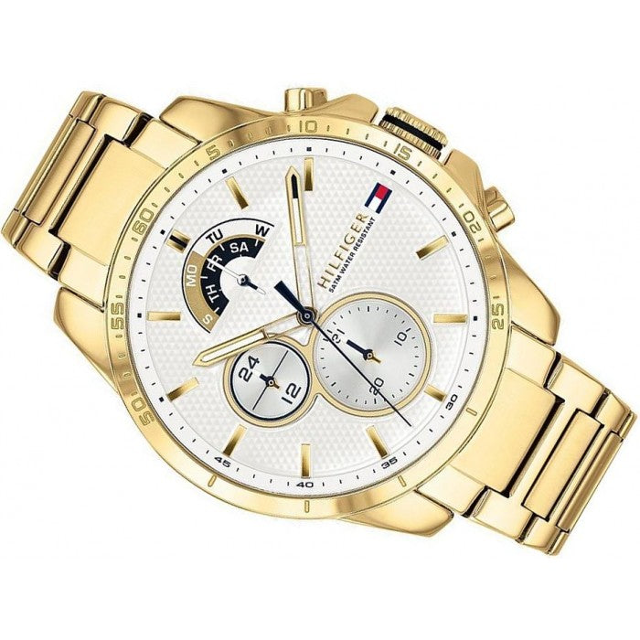  Shop Authentic Tommy Hilfiger Iconic Quartz White Dial Gold Steel Strap Watch for Men - 1791538 - Luxxuri