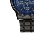  Shop Authentic Tommy Hilfiger Kyle Quartz Blue Dial Black Steel Strap Watch for Men - 1791633 - Luxxuri