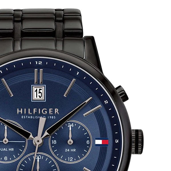  Shop Authentic Tommy Hilfiger Kyle Quartz Blue Dial Black Steel Strap Watch for Men - 1791633 - Luxxuri