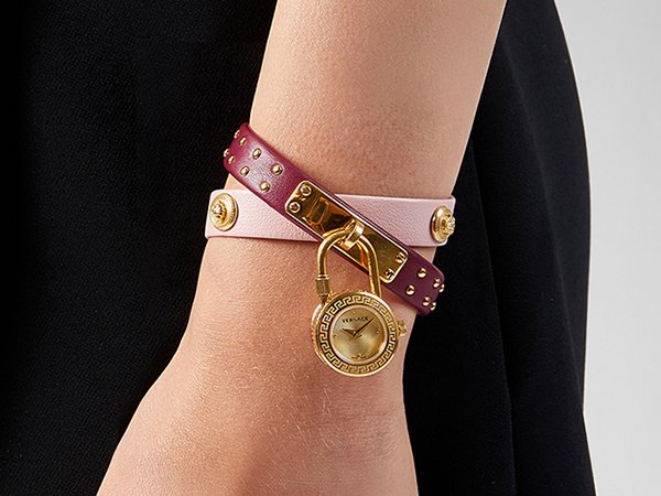  Shop Authentic Versace Medusa Lock Icon Gold Dial Red Leather Strap Watch for Women - VEDW00319 - Luxxuri