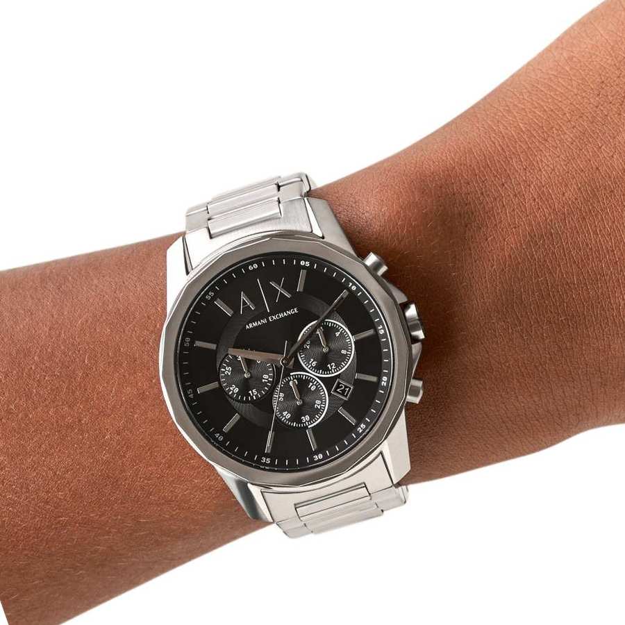  Shop Authentic Armani Exchange Banks Chronograph Black Dial Silver Steel Strap Watch For Men - AX1720 - Luxxuri