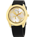  Shop Authentic Guess G Twist Gold Dial Black Leather Strap Watch for Women - W0911L3 - Luxxuri