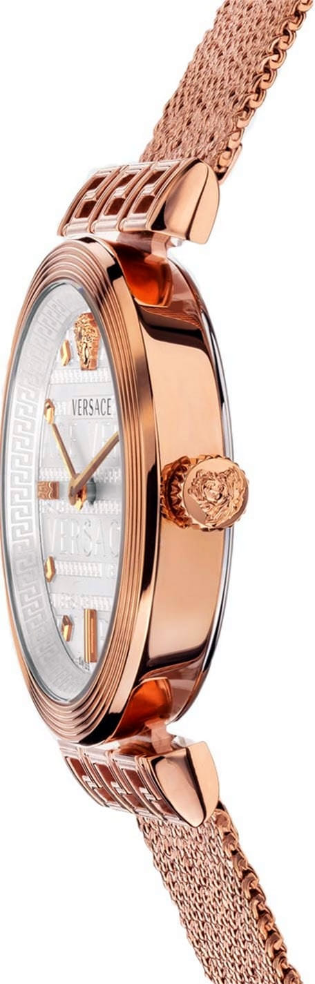  Shop Authentic Versace Meander White Dial Rose Gold Mesh Bracelet Watch for Women - VELW00620 - Luxxuri