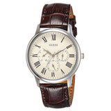  Shop Authentic Guess Wafer Quartz White Dial Brown Leather Strap Watch For Men - W70016G2 - Luxxuri