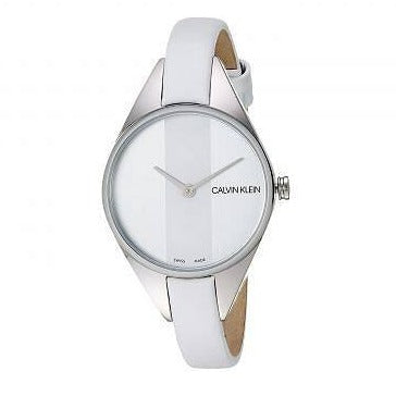  Shop Authentic Calvin Klein Rebel White Dial White Leather Strap Watch for Women - K8P231L6 - Luxxuri