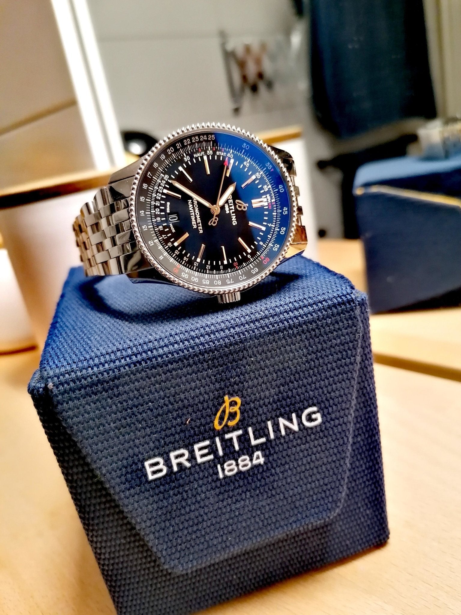  Shop Authentic Breitling Navitimer Automatic 41mm Black Dial Silver Steel Strap Watch for Men - A17326241B1A1 - Luxxuri