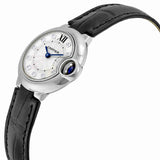  Shop Authentic Cartier Ballon Bleu de Cartier Diamonds Silver Dial Black Leather Strap Watch for Women - W4BB0008 - Luxxuri