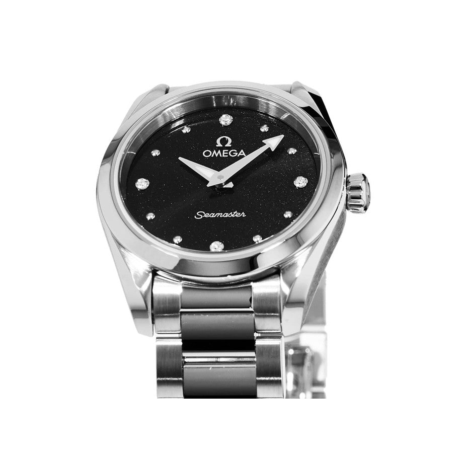  Shop Authentic Omega Seamaster Aqua Terra Quartz Diamond Black Dial Silver Steel Strap Watch for Women - 220.10.28.60.51.001 - Luxxuri