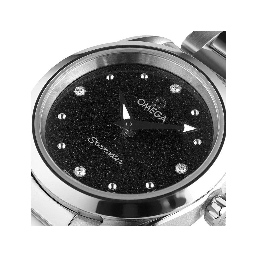  Shop Authentic Omega Seamaster Aqua Terra Quartz Diamond Black Dial Silver Steel Strap Watch for Women - 220.10.28.60.51.001 - Luxxuri