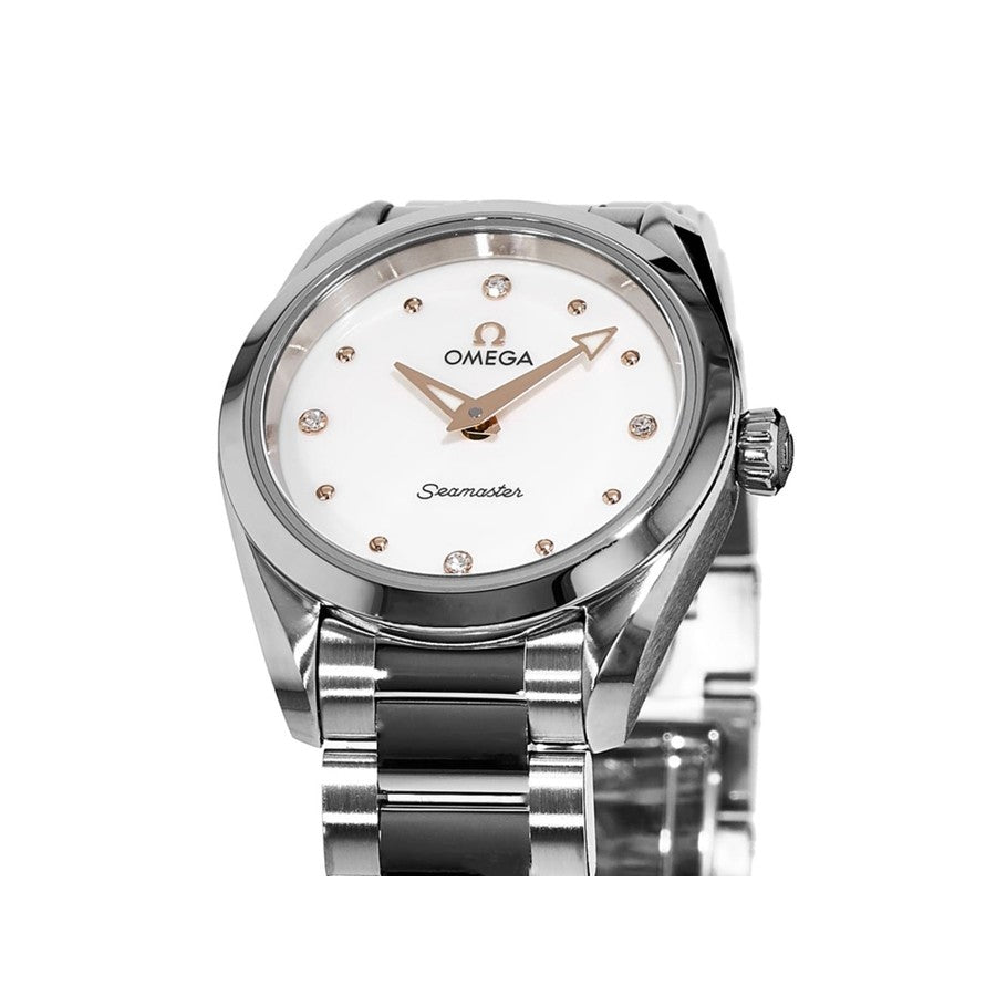  Shop Authentic Omega Seamaster Aqua Terra Quartz Diamond Silver Dial Silver Steel Strap Watch for Women - 220.10.28.60.54.001 - Luxxuri