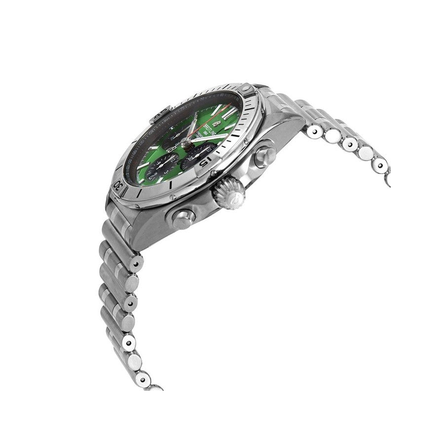  Shop Authentic Breitling Chronomat B01 42mm Green Dial Silver Steel Strap Watch for Men - AB01343A1L1A1 - Luxxuri