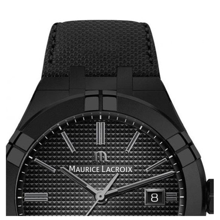  Shop Authentic Maurice Lacroix Automatic Date Black Dial Black Leather Strap Watch For Men - AI6008-PVB01-330-1 - Luxxuri