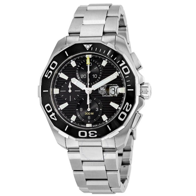  Shop Authentic Tag Heuer Aquaracer Calibre 16 Day-Date Black Dial Silver Steel Strap Watch for Men - CAY211A.BA0927 - Luxxuri