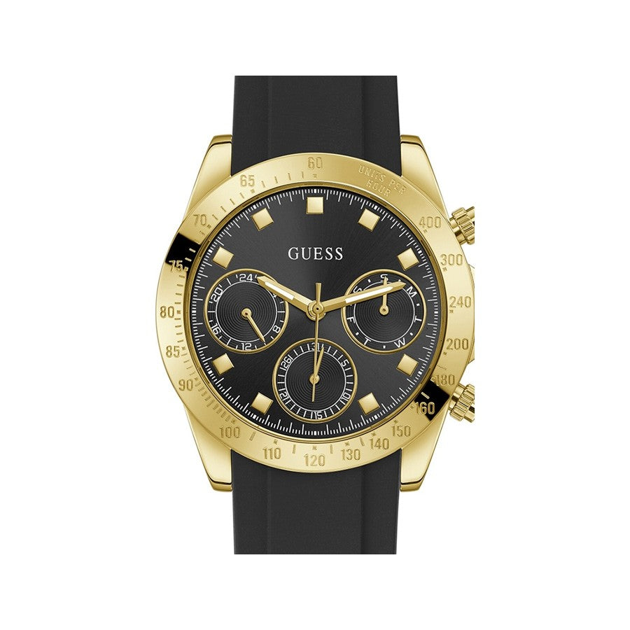 Guess Eclipse Multi Function Black Dial Black Rubber Strap Watch for Women - GW0315L1