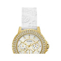  Shop Authentic Guess Crown Jewel Multifunction Diamonds White Dial White Leather Strap Watch for Women - GW0411L1 - Luxxuri