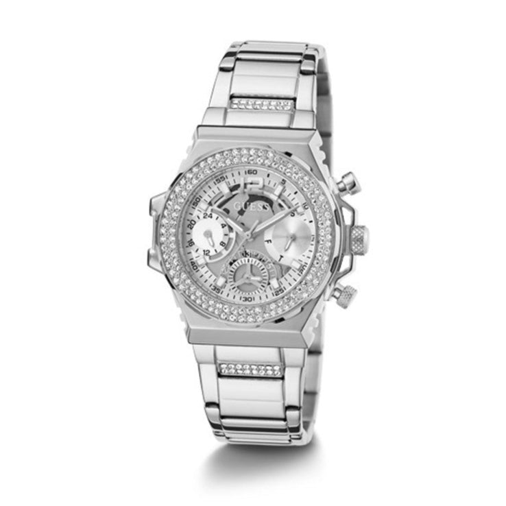  Shop Authentic Guess Fusion Chronograph Crystals Silver Dial Silver Steel Strap Watch For Women - GW0552L1 - Luxxuri