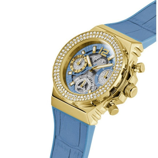  Shop Authentic Guess Fusion Chronograph Blue Dial Blue Leather Strap Watch For Women - GW0553L3 - Luxxuri