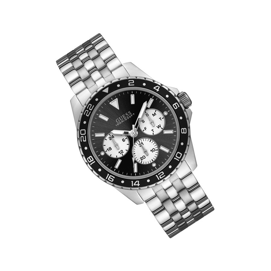  Shop Authentic Guess Odyssey Black Dial Silver Steel Strap Watch For Men - W1107G1 - Luxxuri