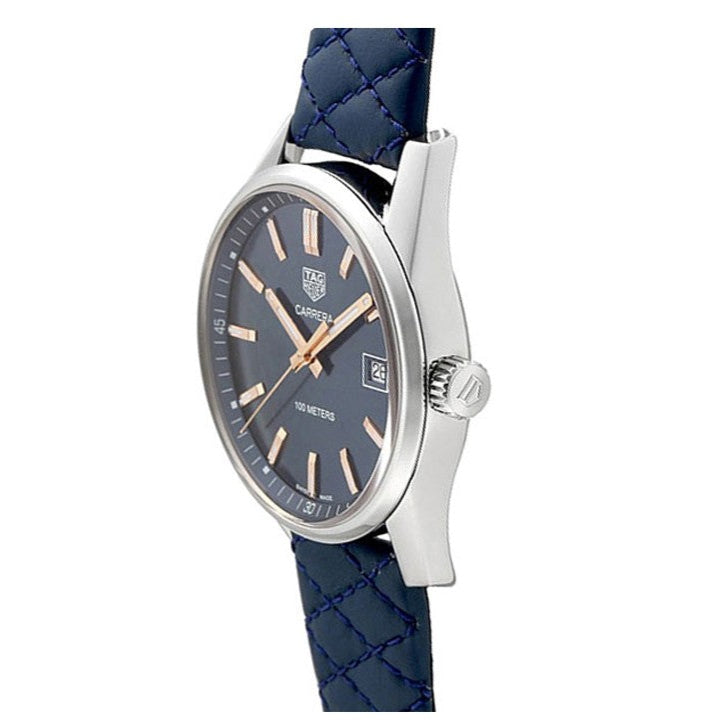  Shop Authentic Tag Heuer Carrera Quartz Blue Dial Blue Calfskin Leather Strap Watch for Women - WAR1112.FC6391 - Luxxuri