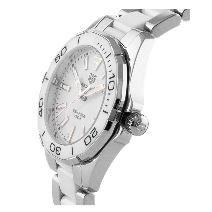  Shop Authentic Tag Heuer Aquaracer Diamonds White Dial Two Tone Steel Strap Watch for Women - WAY131F.BA0914 - Luxxuri