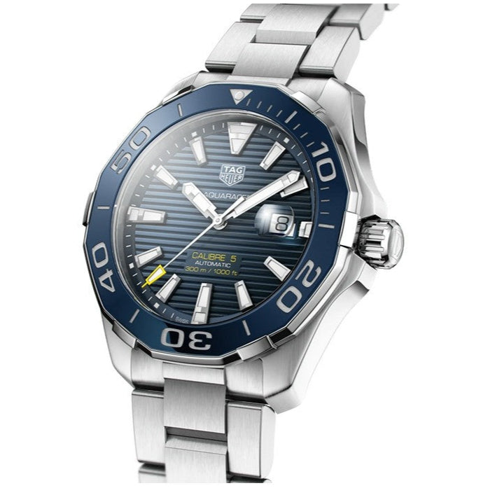  Shop Authentic Tag Heuer Aquaracer Calibre 5 Blue Dial Silver Steel Strap Watch for Men - WAY201B.BA0927 - Luxxuri