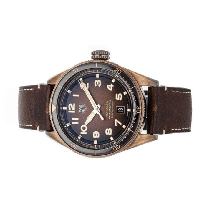 Shop Authentic Tag Heuer Autavia Brown Dial Brown Leather Strap Watch for Men - WBE5191.FC8276 - Luxxuri